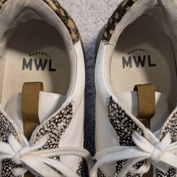 Madewell Kickoff Trainer Sneakers Leather Spot Mix Calf Hair Women's Size 9.5. - Picture 11 of 13